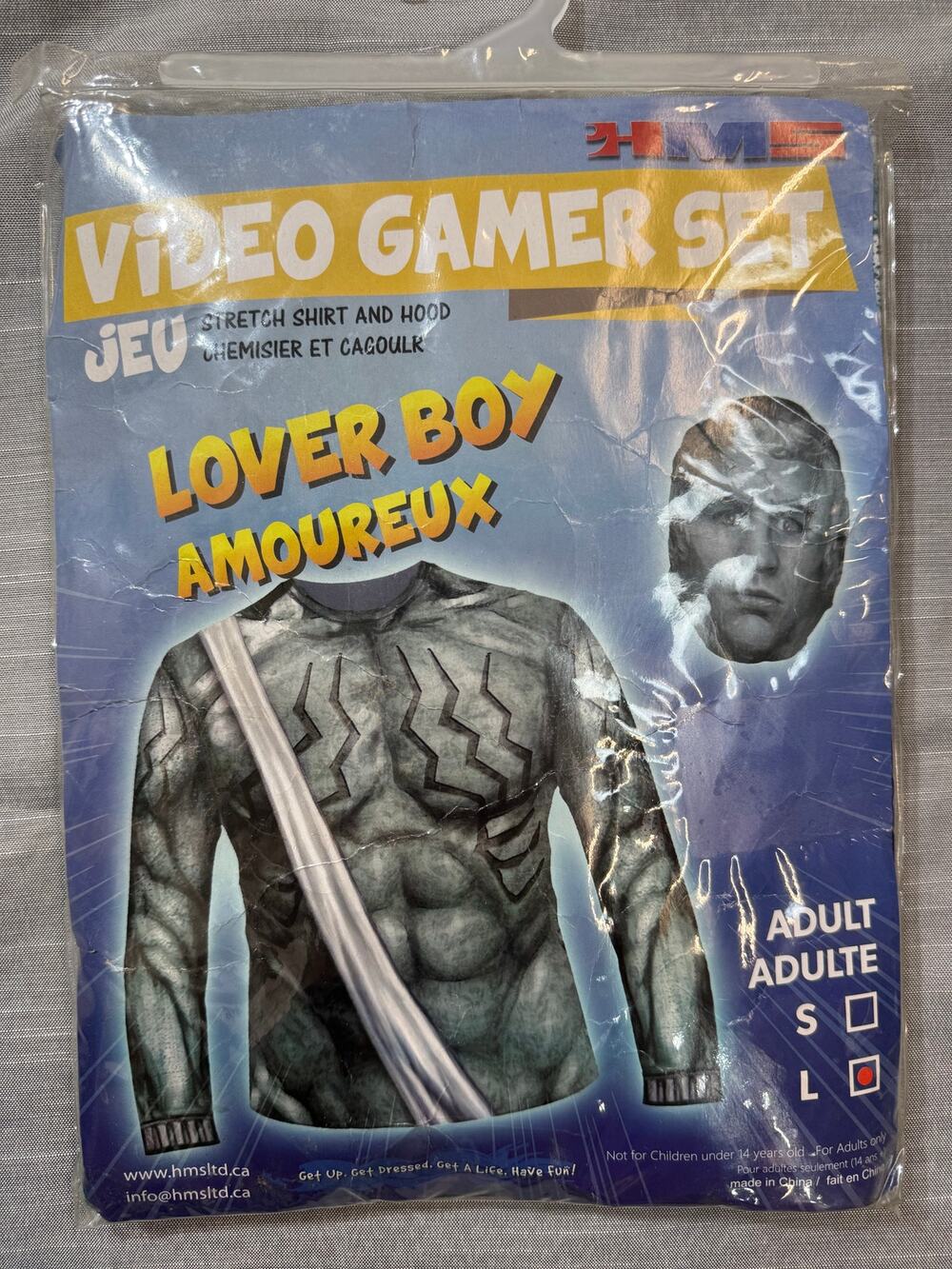 Adult Size L Video Gamer Set Costume β Stretch Shirt & Hood β Lover Boy